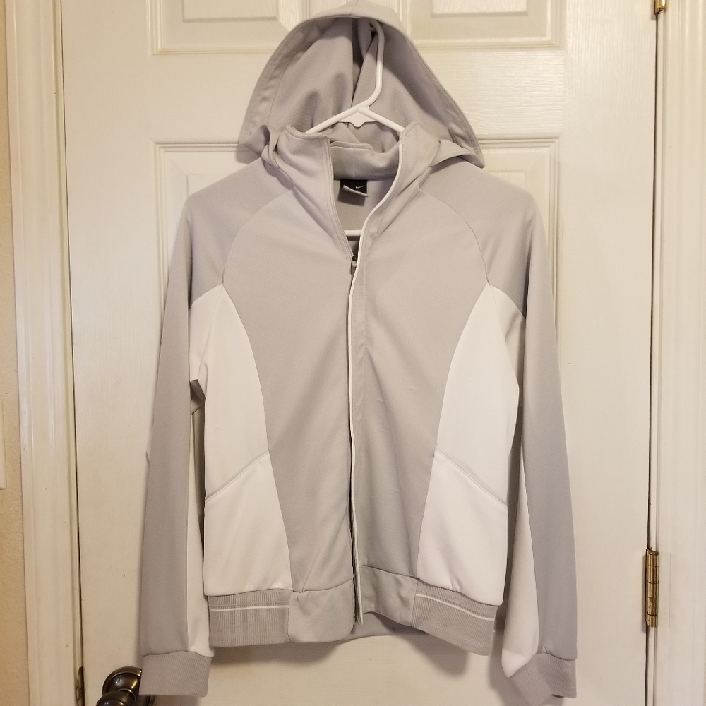 Womens Nike Dri-fit Jacket Size Medium white and Grey.